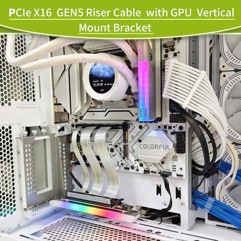 GIGA-MEGA PCIe 5.0 X16 Riser Cable GPU Extension Cable GEN5 Vertical Mount for Next RTX5090, GEN5 SSD Riser Card (18cm) - Image 5